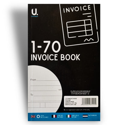 Invoice Book 1-70 - Duplicate Receipt Office Shop Sales Pad Numbered Single Book