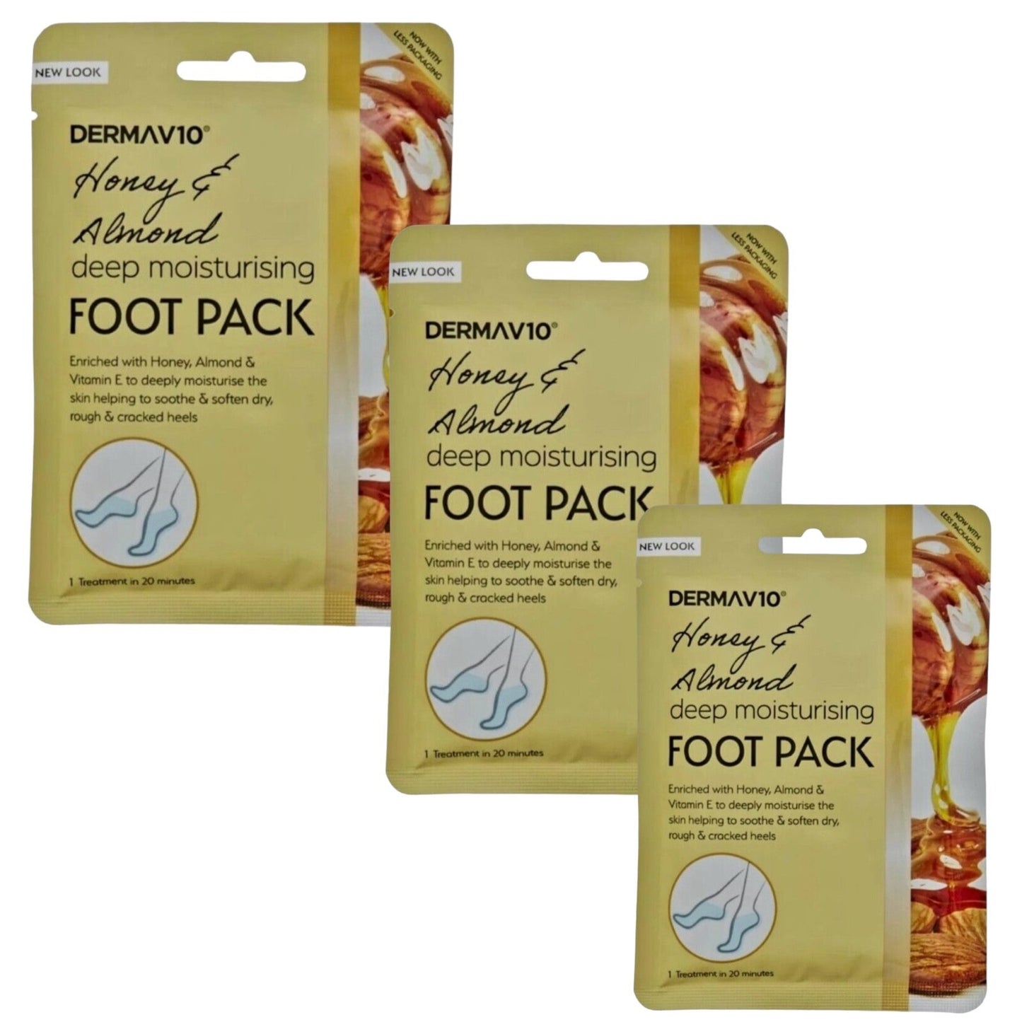 Honey & Almond Derma Foot Mask Socks Moisturising for Dry Rough Crocked Heels