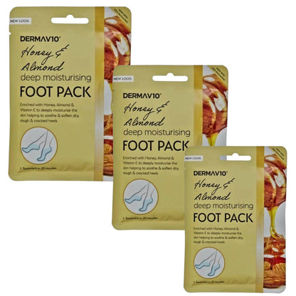 Honey & Almond Derma Foot Mask Socks Moisturising for Dry Rough Crocked Heels