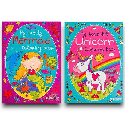 2 | Unicorn Mermaid | Colouring Books | for Girls Kids Children Activity