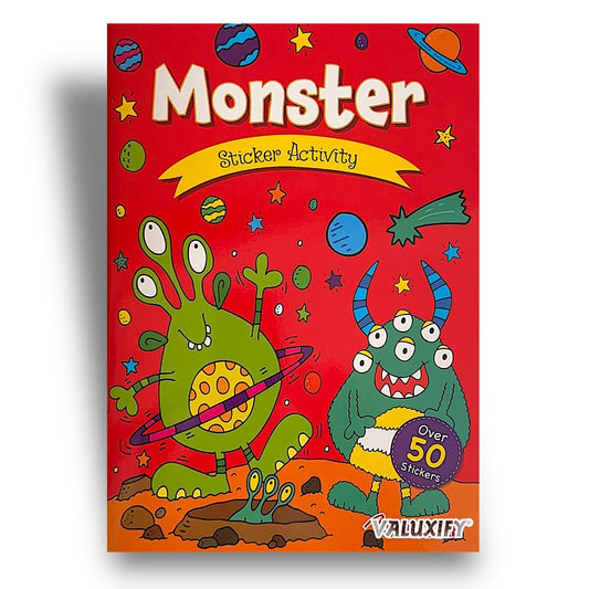 Monster Boys Kids Children's Sticker Colouring Activity Book A4