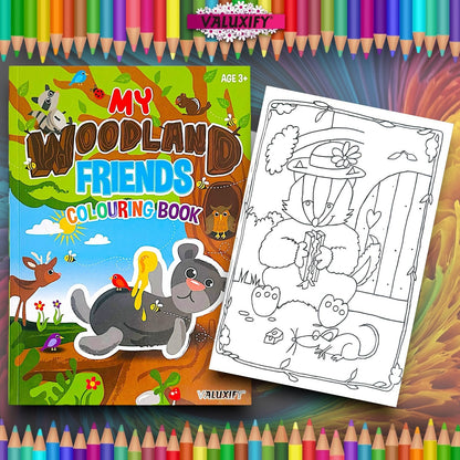 2 | CHILDREN COLOURING ACTIVITY BOOKS | MY WOODLAND FRIENDS | FOR GIRLS BOYS A4