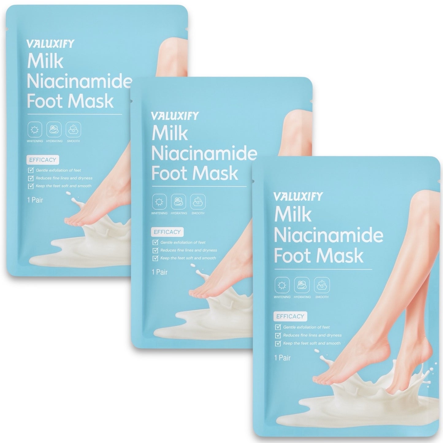 milk niacinamide foot peel mask 3 pack exfoliating hard skin remover smooth feet
