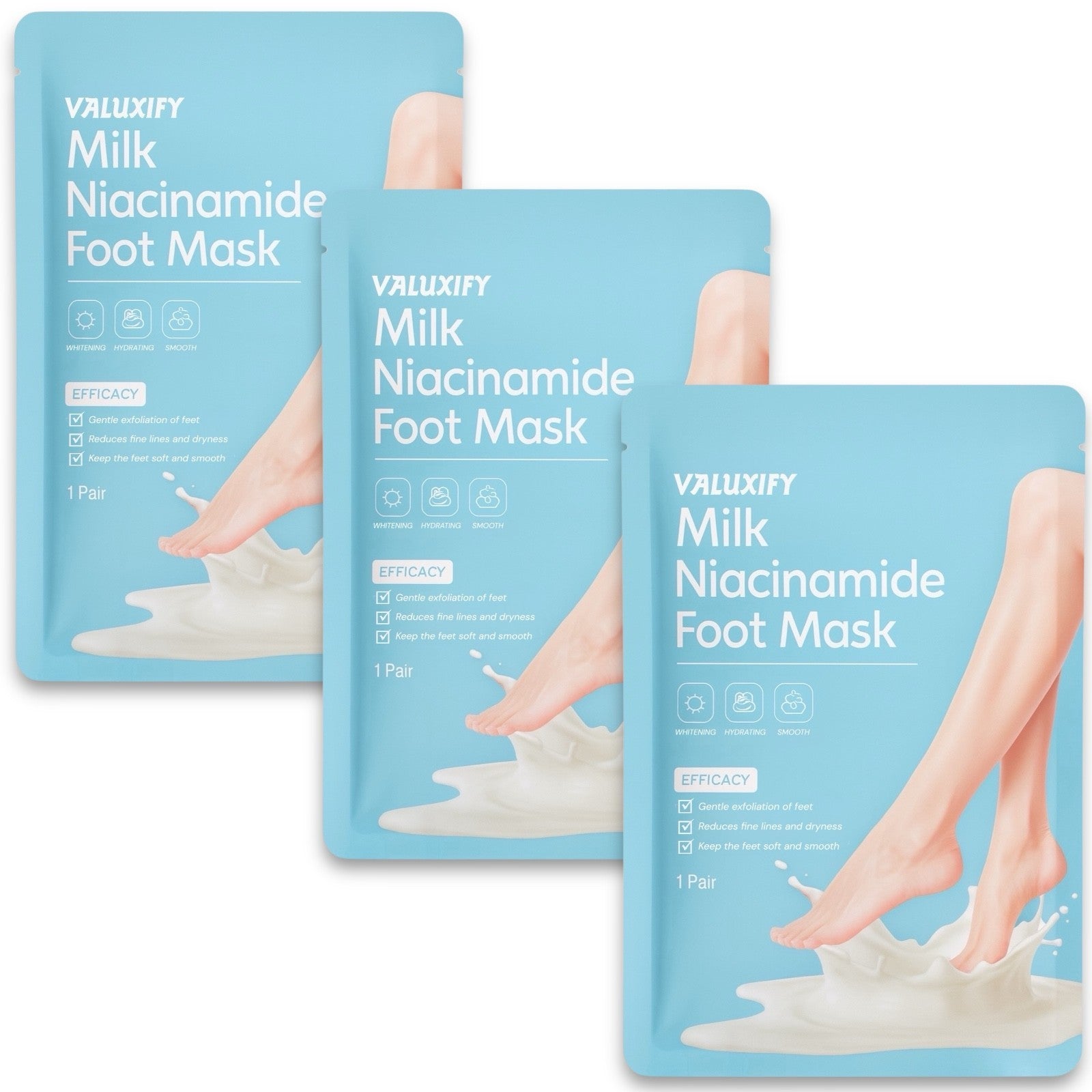 milk niacinamide foot peel mask 3 pack exfoliating hard skin remover smooth feet
