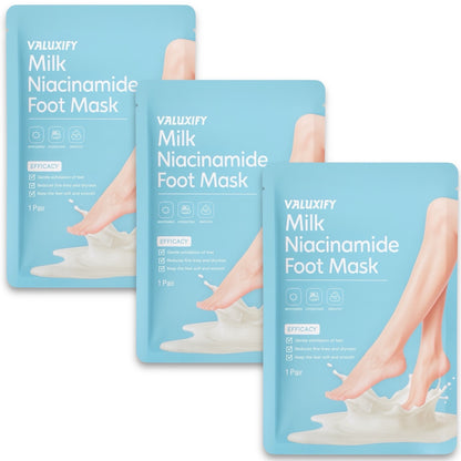 milk niacinamide foot peel mask 3 pack exfoliating hard skin remover smooth feet
