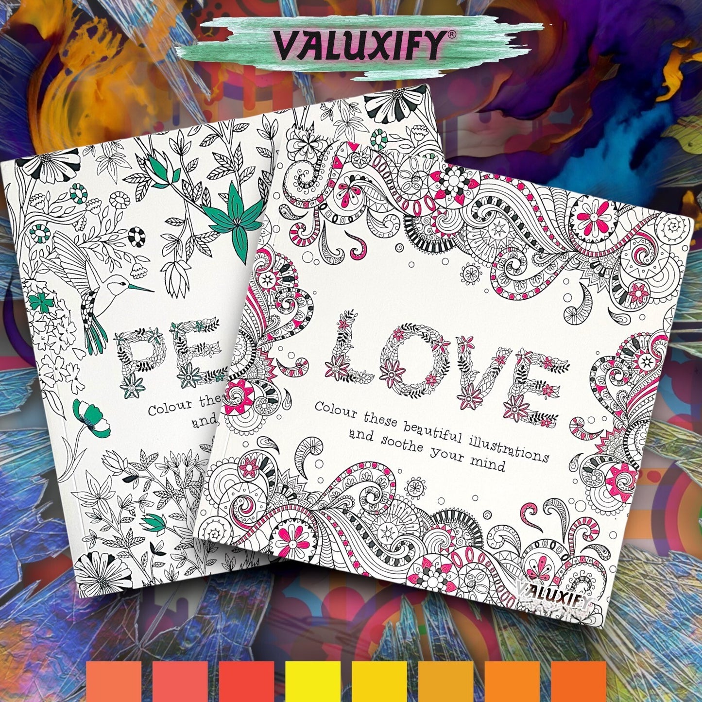 Advance Adult Colouring Books Mindfulness Relax Your Mind Colour Therapy 2 Books