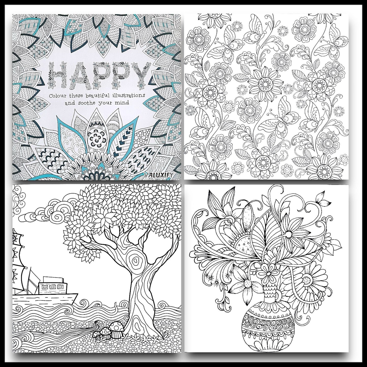 2x Adult Colouring Books Mindfulness Relax Your Mind Colour Therapy  20x20cm