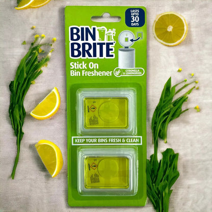 3pk BIN AIR FRESHNERS Lemongrass Kitchen Dustbin Swing Pedal Odour Remover