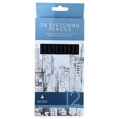12 | Sketching Pecils 2B Graded Pencils Draw Sketch Tone Blendable 3MM Tip Art