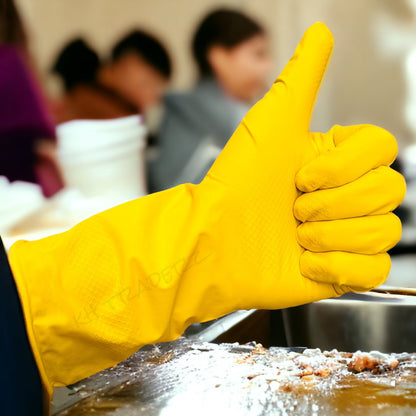 Rubber Gloves Medium Household Long Sleeve Washing Up Kitchen Cleaning 2 Pairs