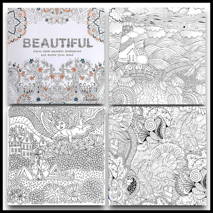 2x Adult Colouring Books Mindfulness Relax Your Mind Colour Therapy  20x20cm