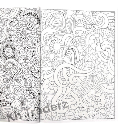 ADULT  COLOURING BOOK ANTI-STRESS Zen FUN  Colour Therapy ALL AGES MIND CALMING