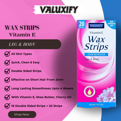 Wax Strips Waxing Leg and Body Bikini Vitamin E Wax Strips 1-100 wax Strips