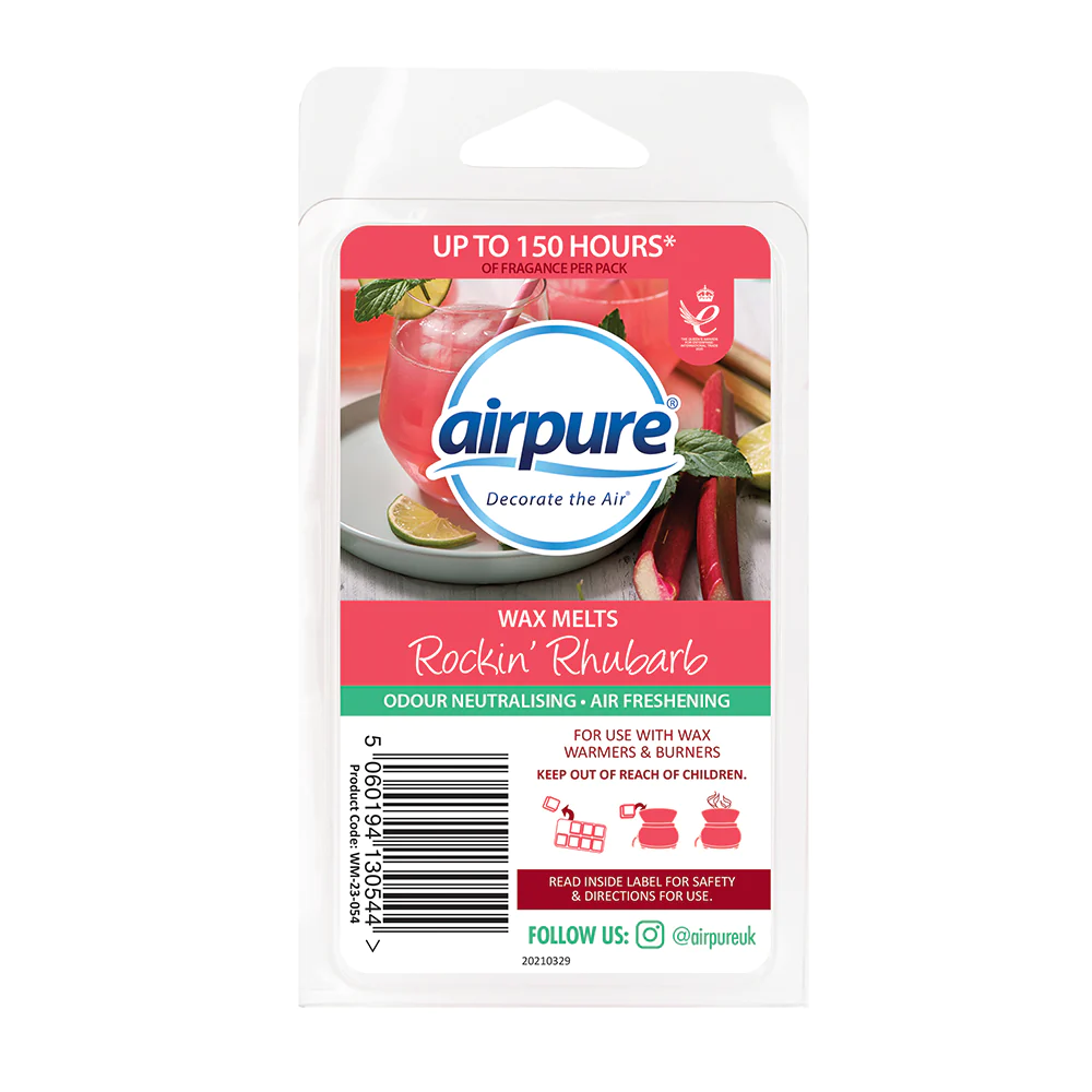 AIRPURE  ROCKIN RHUBAR BWAX MELTS  SCENTED CANDLE BURNER REFILL HOME 150 HOURS