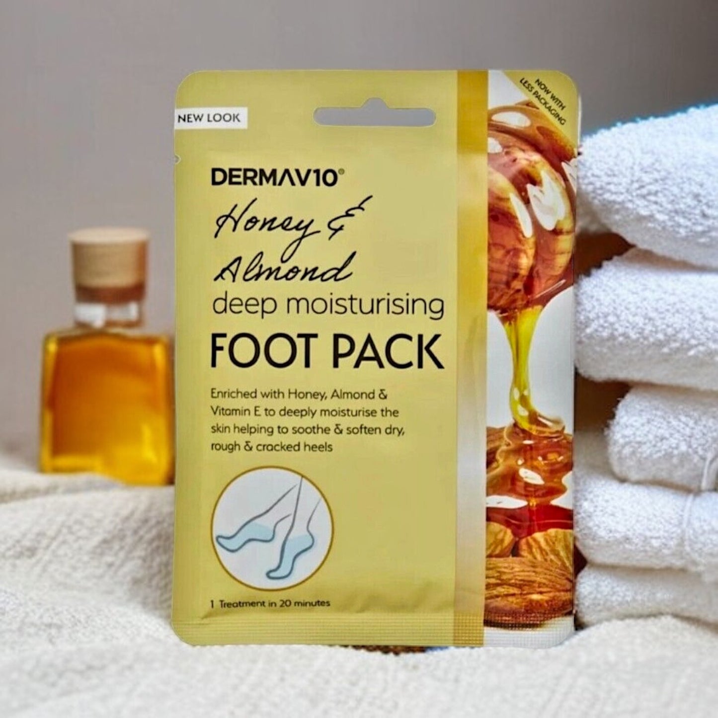 Honey & Almond Derma Foot Mask Socks Moisturising for Dry Rough Crocked Heels