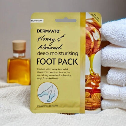Honey & Almond Derma Foot Mask Socks Moisturising for Dry Rough Crocked Heels