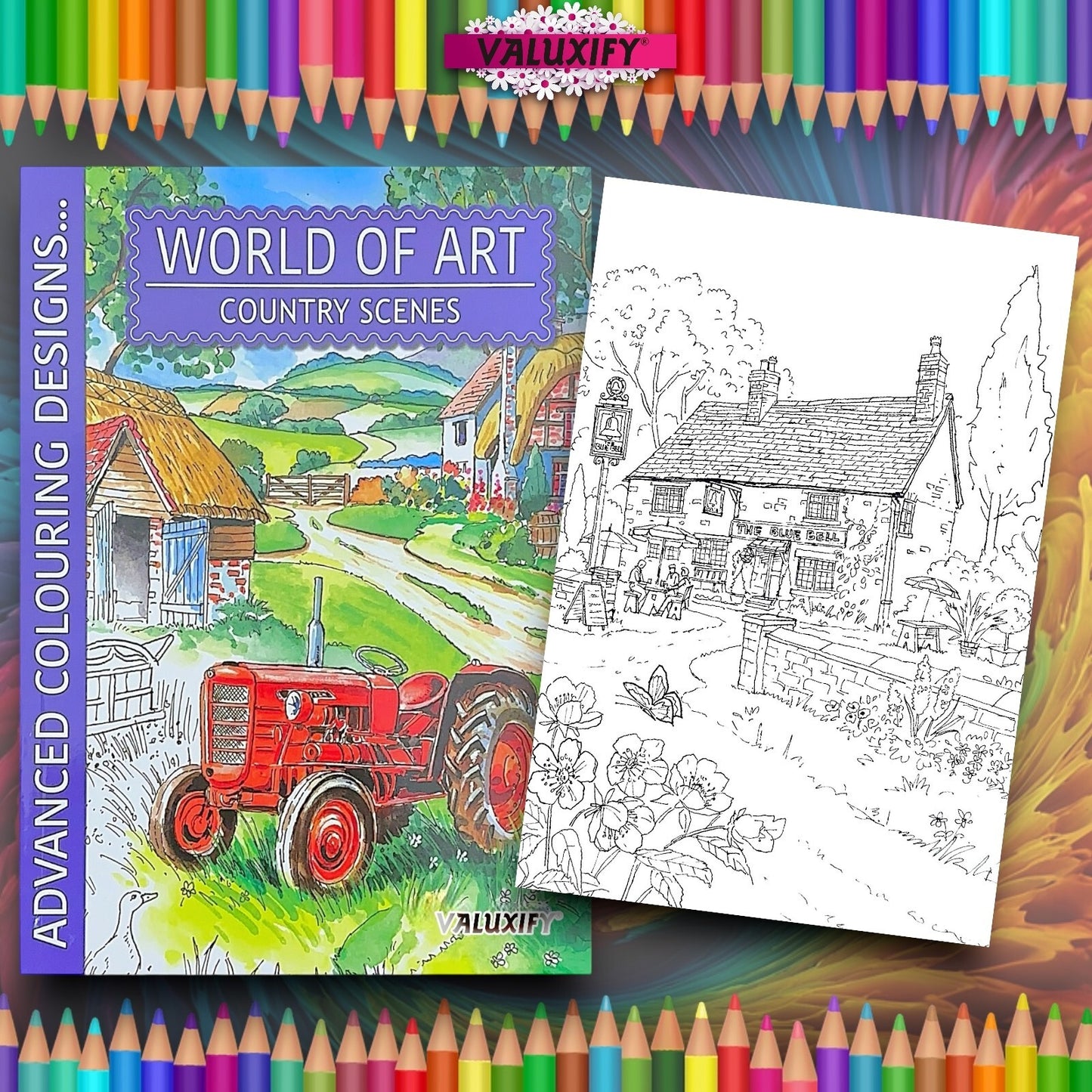 World of Art Country Scenes Cottages Castles Colouring Books