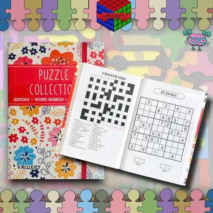 A6 Premium Puzzle Book Crossword Sudoku Word Search Travel Brain Activity Puzzle