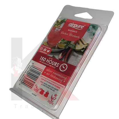 AIRPURE  ROCKIN RHUBAR BWAX MELTS  SCENTED CANDLE BURNER REFILL HOME 150 HOURS