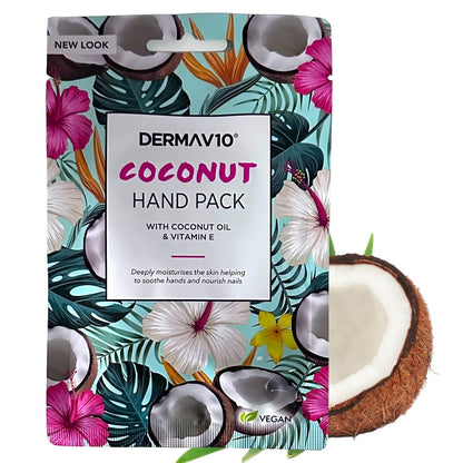 Derma V10 Coconut Moisturising Hand Mask with Vitamin E Oil – Pack of 2 Nourish