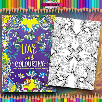2 Adult Colouring Books Love & Creative Anti Stress Colour Therapy Mind Relax A4