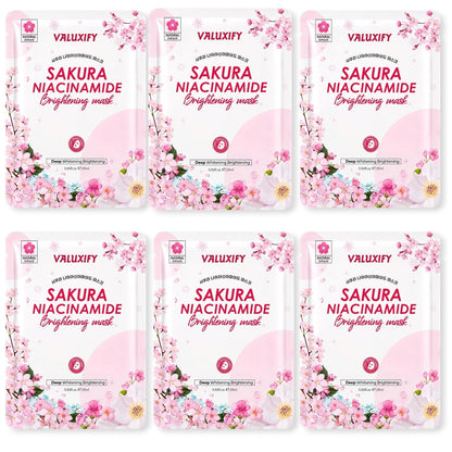 Face Sheet Masks Pack Of 6 Korean Skin Care Niacinamide Collagen Pearl Face Mask