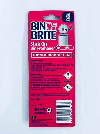 3pk BIN AIR FRESHNERS Berry Blast Kitchen Dustbin Swing Pedal Odour Remover