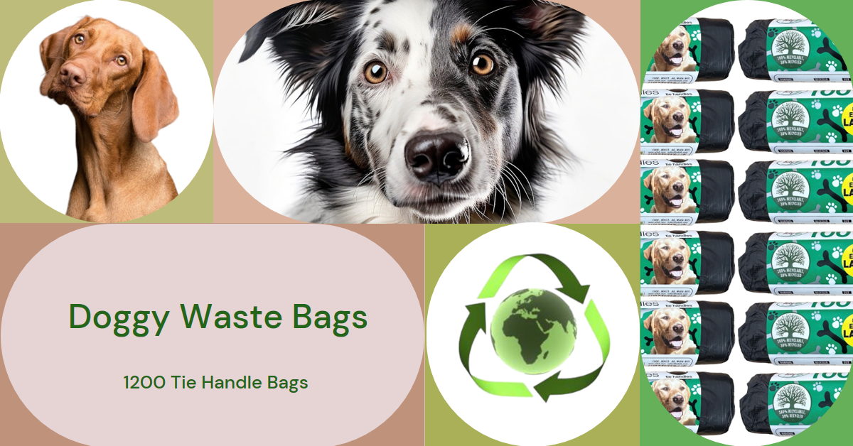 300 Large Tie Handle Doggy Bags - Extra Value Waste Bags for Dogs Poo