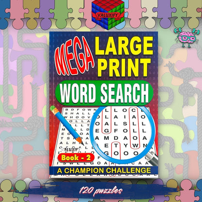 A4 Mega Puzzle Large Print Word Search Puzzle Book Books 120 BRAIN PUZZLES