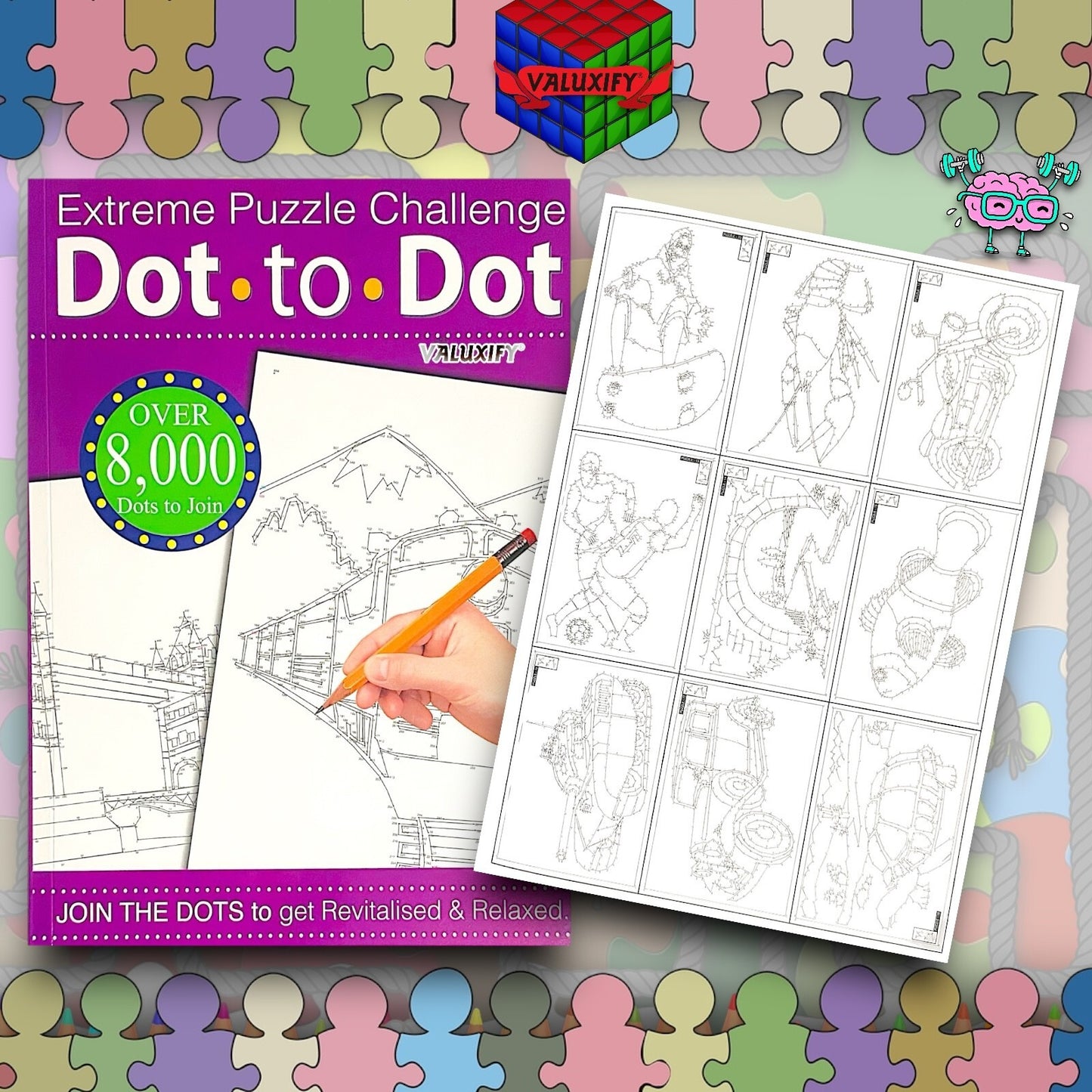 EXTREME DOT TO DOT PUZZLES BOOKS for adults CHALLENGING PUZZLES books Dot to Dot