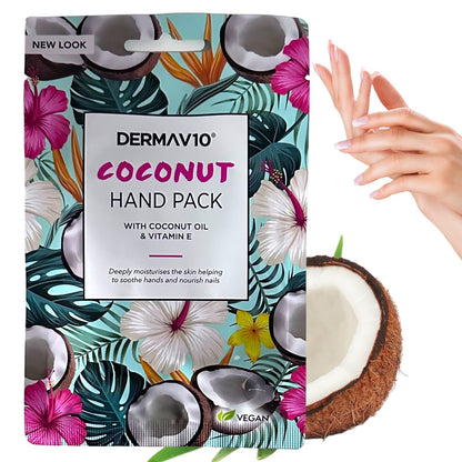 Derma V10 Coconut Moisturising Hand Mask with Vitamin E Oil – Pack of 3 Nourish