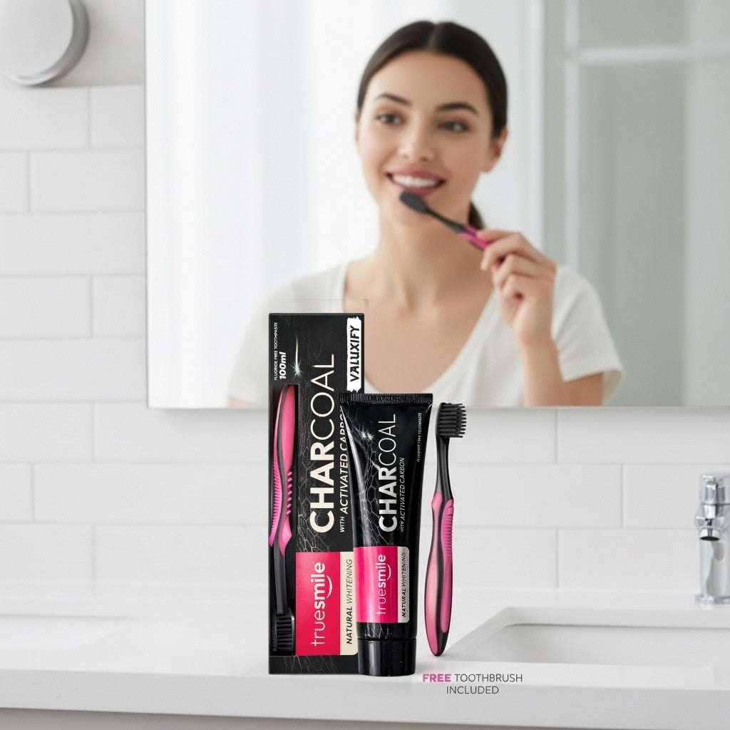 Truesmile Charcoal Toothpaste Fluoride Free  Activated Carbon Free Toothbrush