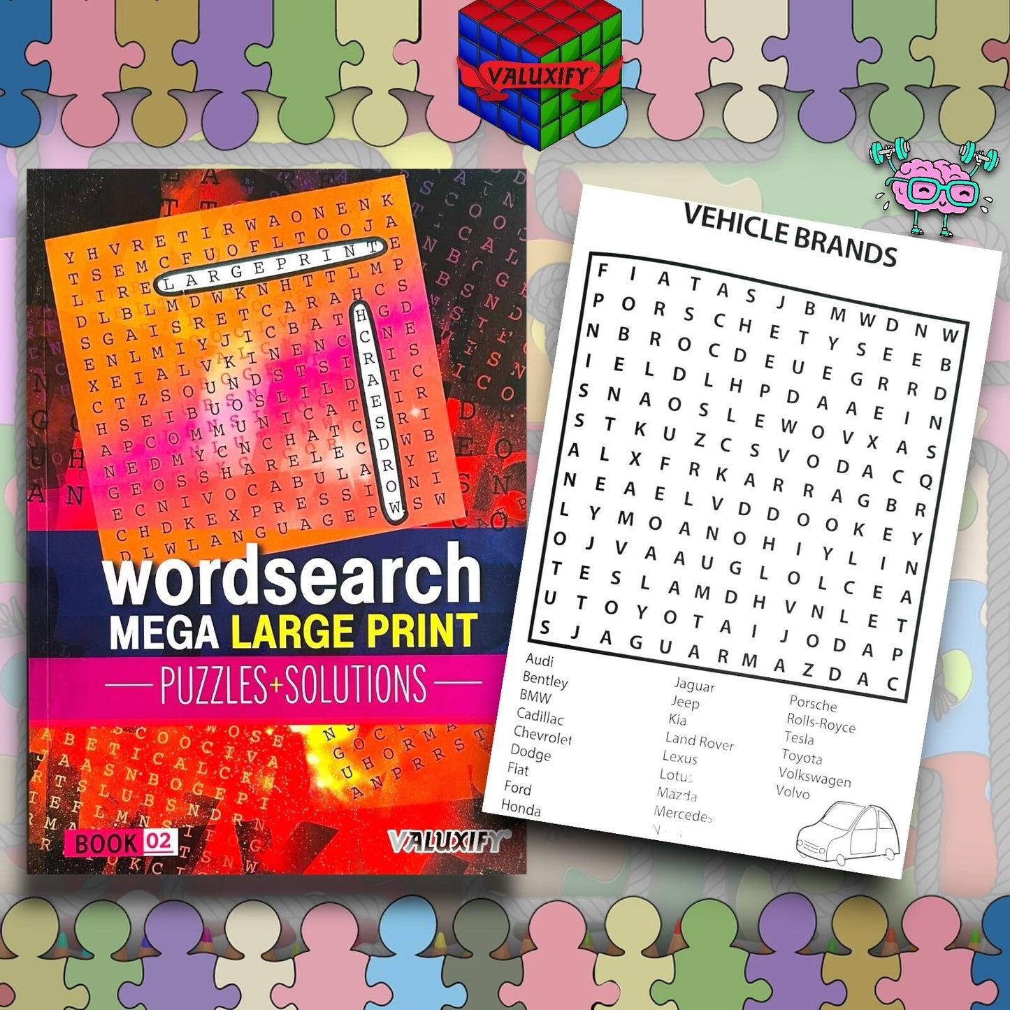 2 A4 Quiz Puzzle Mega Large Print Word Search Books Wordsearch Puzzle Book Adult