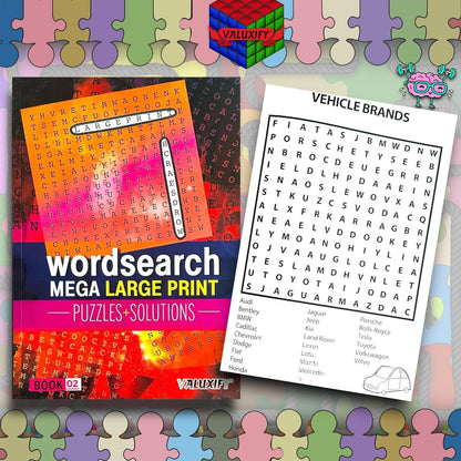 2 A4 Quiz Puzzle Mega Large Print Word Search Books Wordsearch Puzzle Book Adult