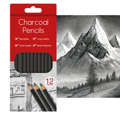 12 | Charcoal Sketching Pencils Drawing Tones Shades Art Artist Picture Pencil