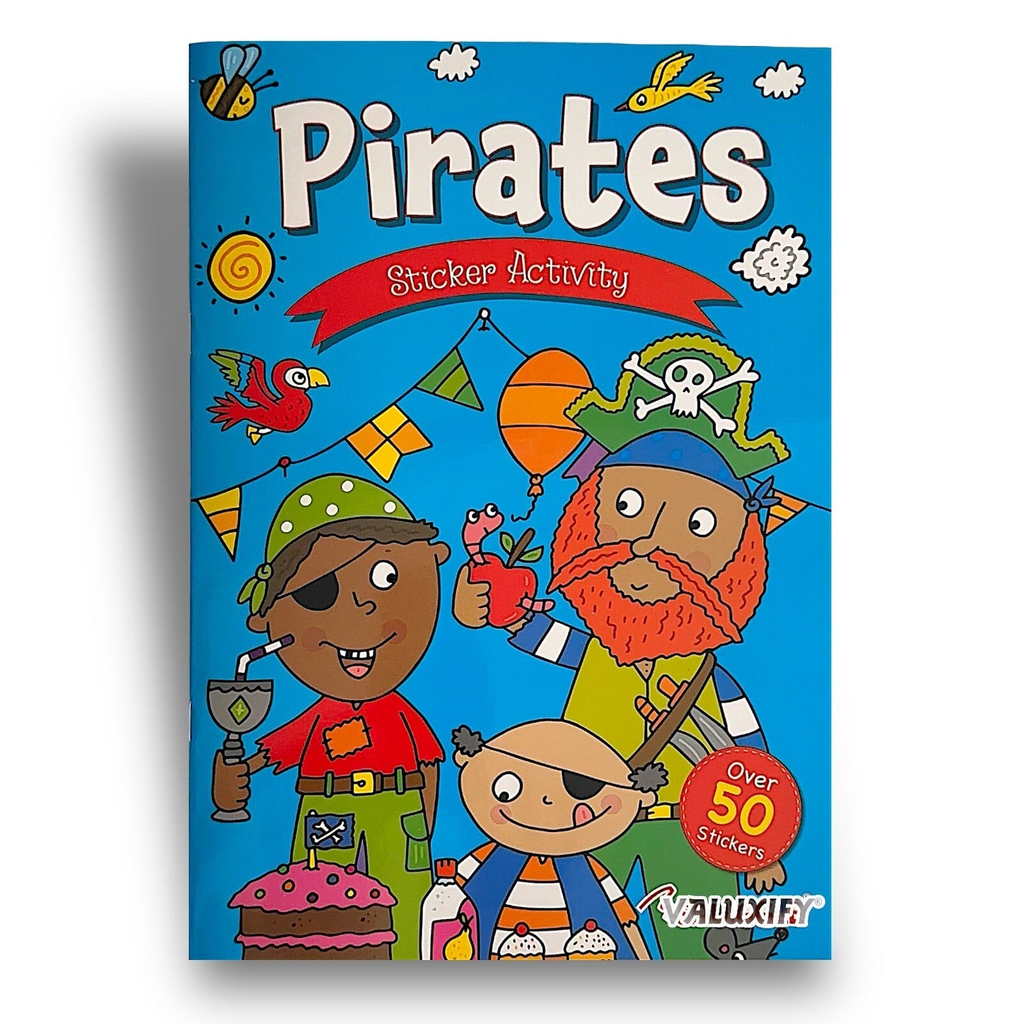 Pirates Boys Kids Children' Sticker Colouring Activity Book A4 Over 50 Stickers