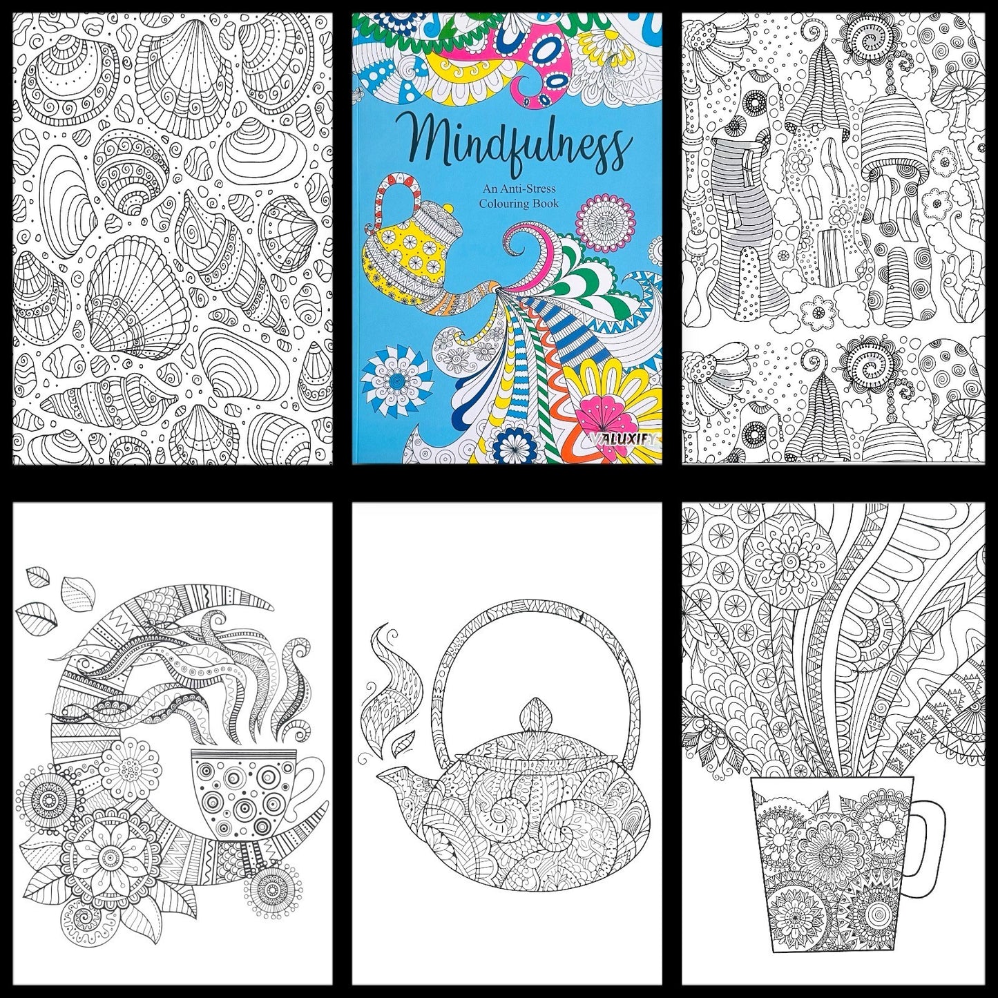 ANTI STRESS ADULT COLOURING BOOK MINDFULNESS RELAXING THERAPY COLOUR THERAPY A4