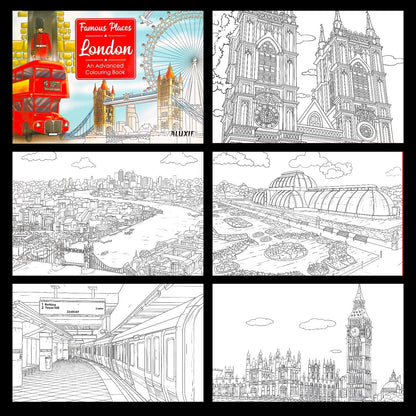 Adult Anti Stress Colouring Book Country Scenes London Nature Famous Places