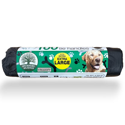 200 Large Tie Handle Doggy Bags - Extra Value Waste Bags for Dogs  Poop Poo