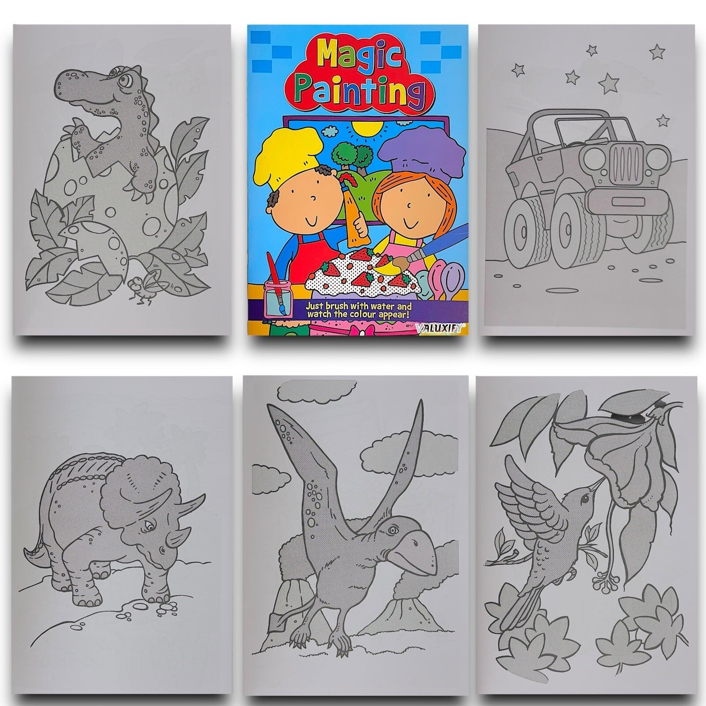 2 | Kids Magic Painting Colouring Books - Just Use Water | A4 Size