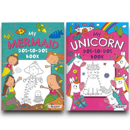 2 | Dot to Dot | Kids Colouring Books | Mermaid Unicorns | Puzzle Activity A4