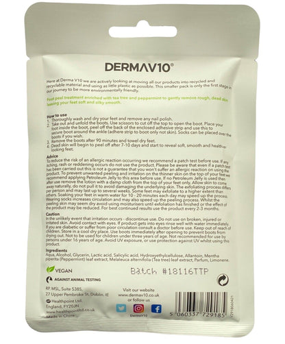 2 x Derma V10 Exfoliating Foot Peel Sock Mask Baby Soft Feet Removes Dead Skin