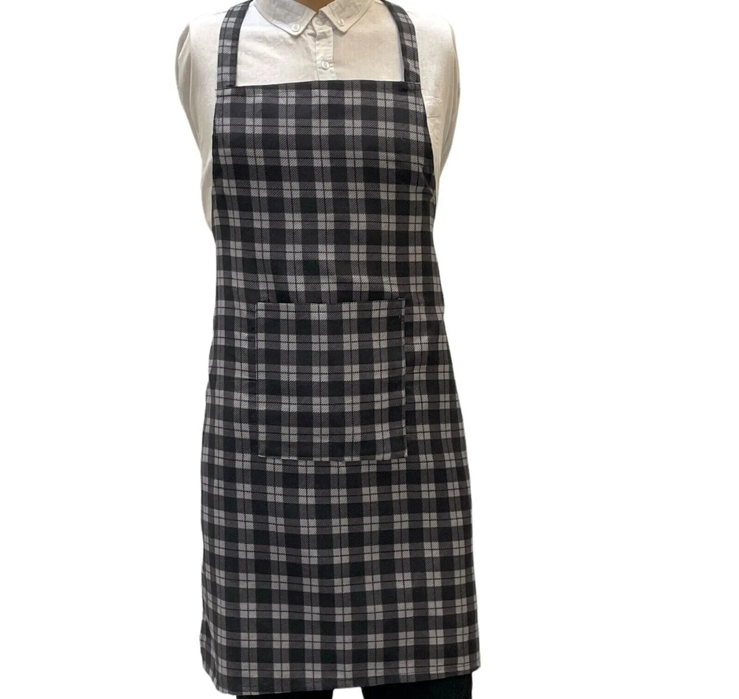 Unisex Adult Check Apron Grey