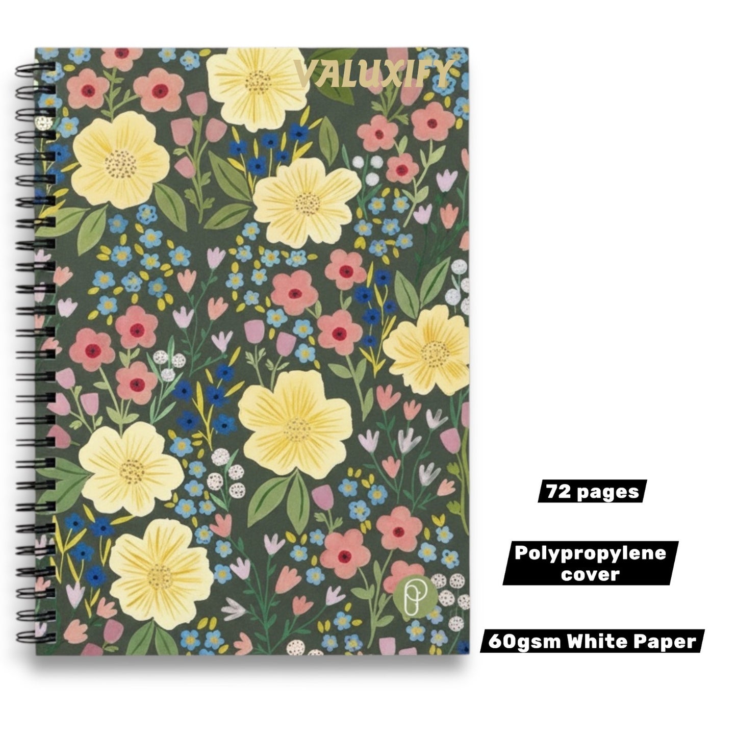 Spiral Notebook Lined Writing Pad 72 Pages Polypropylene Cover School 20x28cm