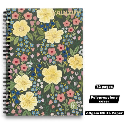Spiral Notebook Lined Writing Pad 72 Pages Polypropylene Cover School 20x28cm