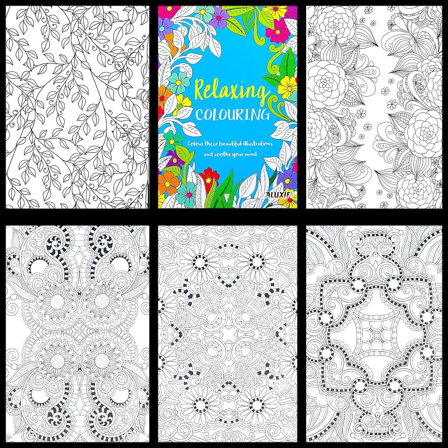 ANTI STRESS BOOK ADULT COLOURING MINDFULNESS RELAXING THERAPY COLOUR THERAPY A4