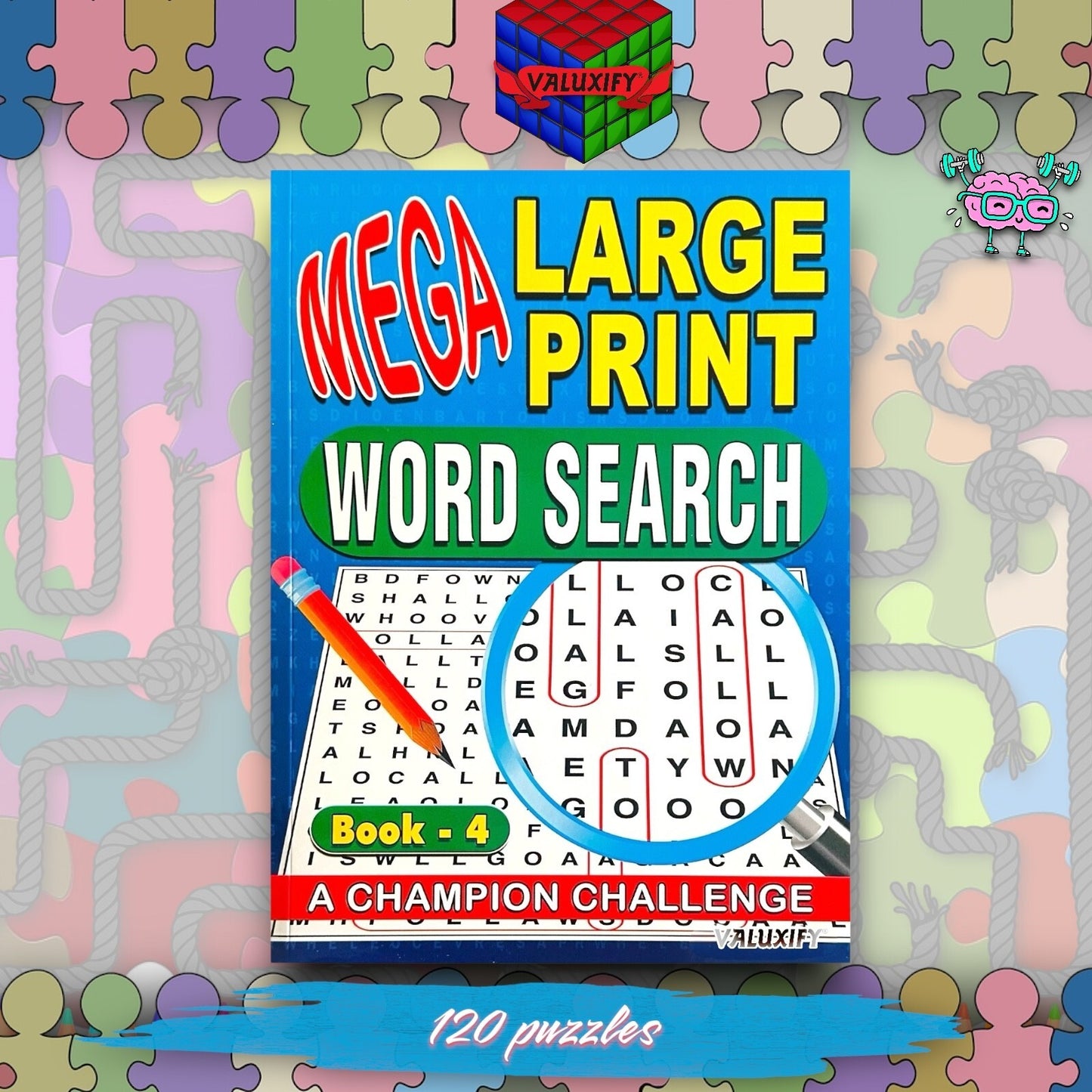 A4 Mega Puzzle Large Print Word Search Puzzle Book Books 120 BRAIN PUZZLES
