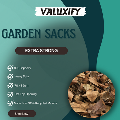 30 GARDEN WASTE SACKS BAGS STRONG LARGE HEAVY DUTY GREEN  RUBBISH BIN BAGS 80L