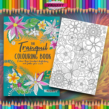 THE TRANQUIL ADULT COLOURING BOOK ANTI STRESS COLOUR THERAPY MIND RELAX A4