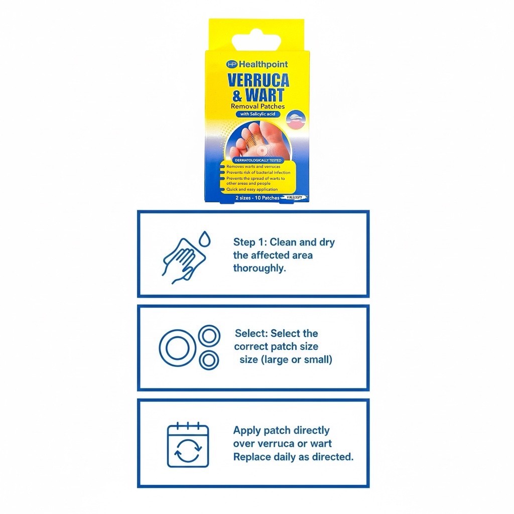 Healthpoint Verruca Infection & Wart Removal 10 x Patches with Salicylic Acid